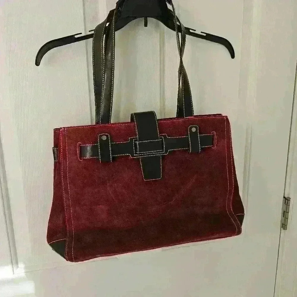 Franklin Covey Cow Suede Genuine Leather Straps Large Tote Organizer